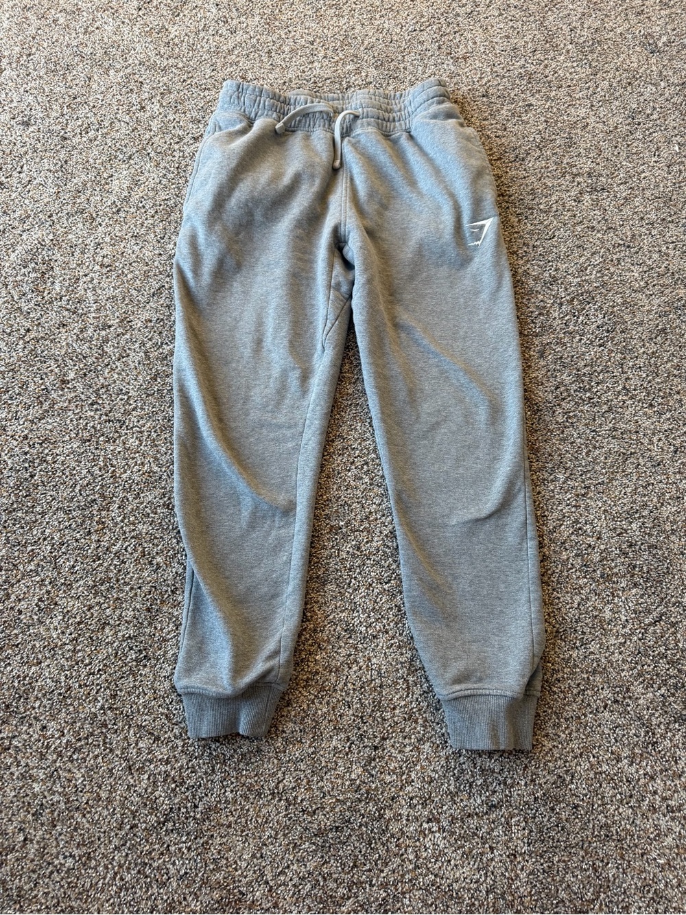 Gymshark Gray Marl Fleece Joggers Sweatpants Size Small Logo Drawstring